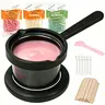 Wax Melt Warmer, Nose Ear Hair Removal Kit,Nose Wax Kit Men,Multi-Purpose Warmer with 3 Hard Beads ,at Home Use for Full Body, Bikini, Brow, Face, Sensitive Skin -Black /Pink Bowl with Handlebar
