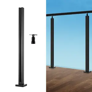 VEVOR Glass Clamp, Summervibes,Summervibes, 35.83" Height Glass Railing Bracket for 0.39 "-0.47 " Thickness Tempered Glass, 304 Stainless Steel Glass Mounting Clamp, Glass Shelf Bracket for Balcony, Garden, Deck, Stair, Black