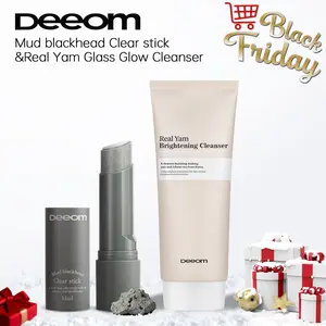【Korean Brand Deeom】Black Friday & Christmas Promotion Skincare Duo - Natural Kaolin Blackhead Clear Stick + Real Yam Glass Glow Cleanser, Cleansing & Blackhead-Removing for Refreshed & Even Skin