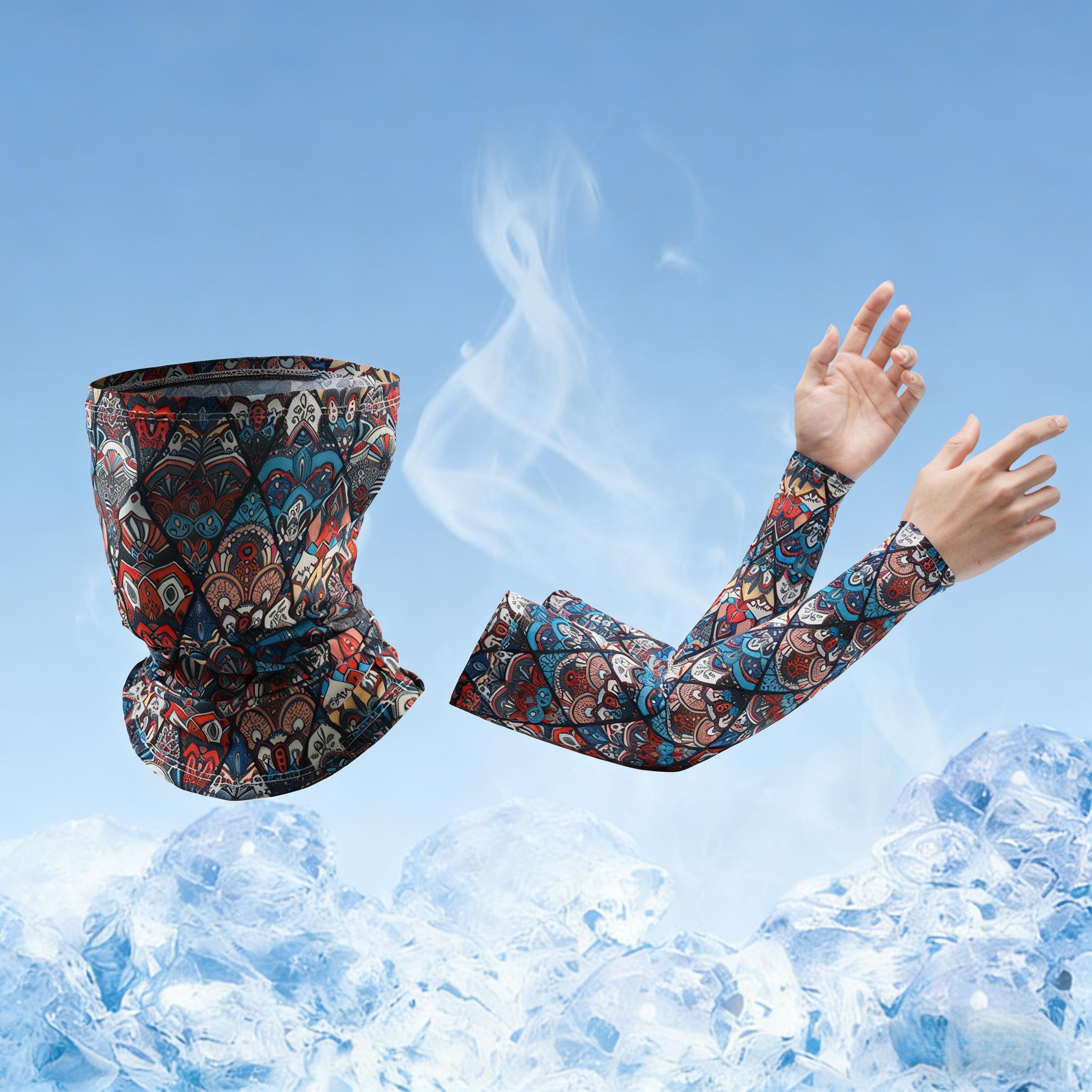 Ice Silk Arm Sleeves & Neck Gaiter Set - Breathable UPF 50+ Summer Cycling Sun Set, Perfect for Cycling, Running & Hiking
