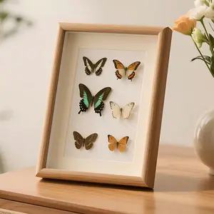 Wooden Hollow 3D Photo Frame DIY Handmade Picture Frame Display Stand, Wooden Craft Decorative Photo Holder for Home Decoration Wooden Framed