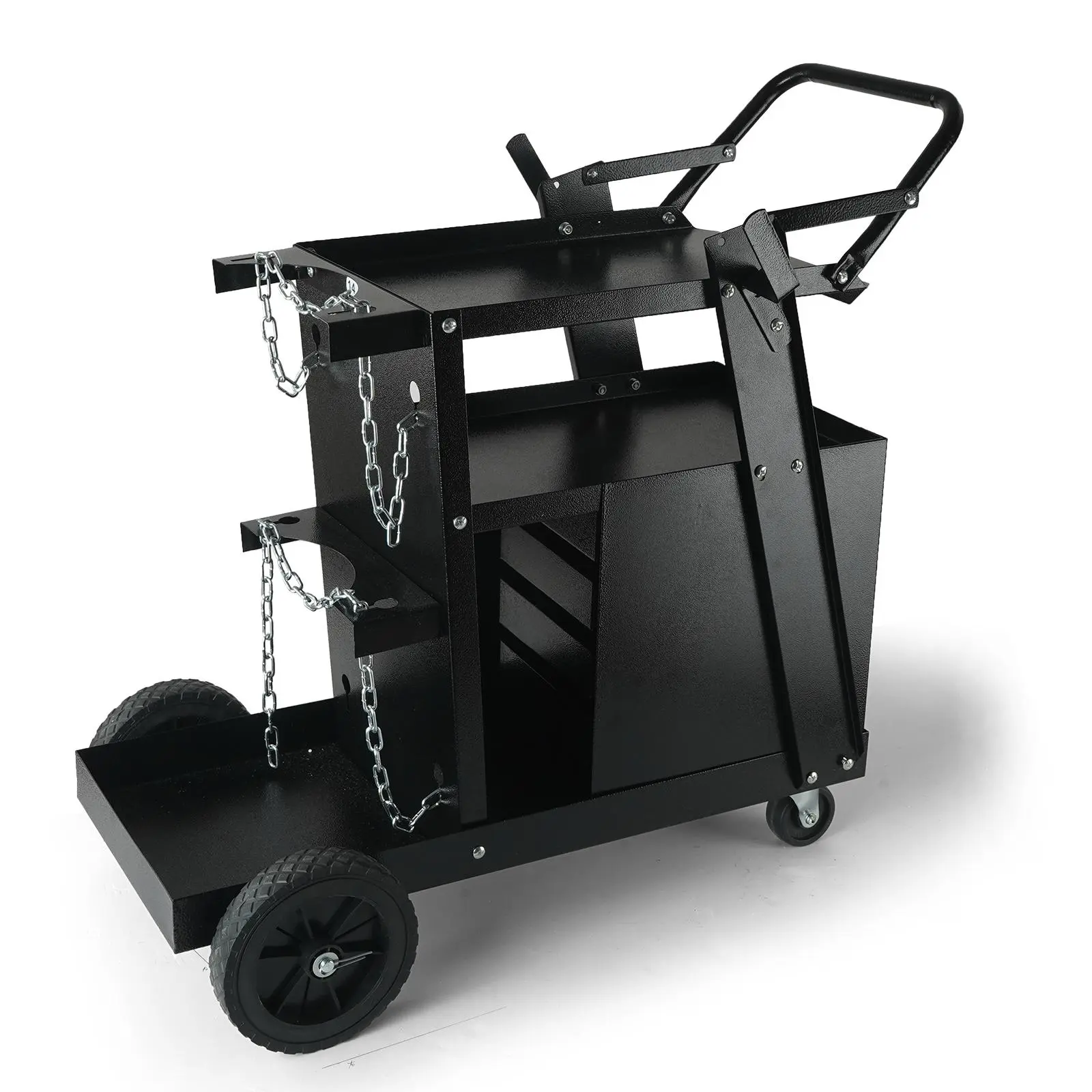 【Summerfinds】VEVOR Welding Cart, 2-Tier 4 Drawers Welder Cart with 265 LBS Weight Capacity, 360° Swivel Wheels, Tank Storage Safety Chains, Heavy Duty Rolling MIG Welder Cart for Mig Welder and Plasma Cutter