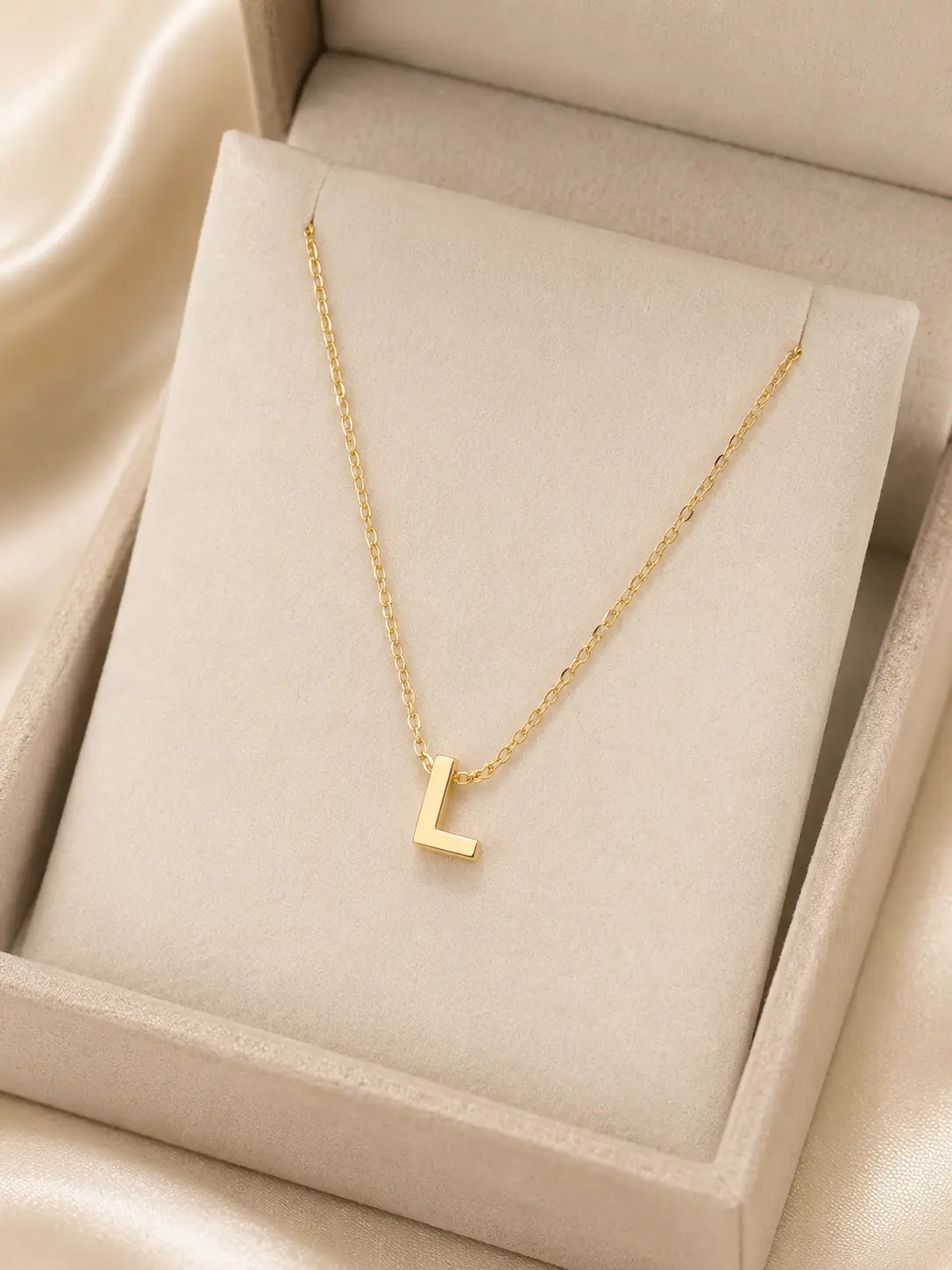10k Gold Initial Necklace, 16in Length with Extension Chain