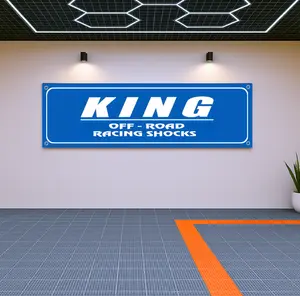 King Off-Road Racing Shocks Flag Banner 71x24" – Garage Wall Decor, Off-Road Racing Banner, Gift for Truck & Jeep Enthusiasts