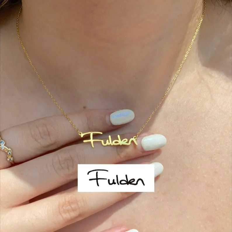 AS260 Personalized Font Handwritten Name Pendant Customized Stainless Steel Name Necklace Mother's Day Gift Anniversary Gift