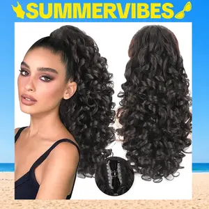 SummerVibes AISI HAIR 20inch Ponytail Extension, Classic Loose Curly Wavy Claw Clip Pony tails Hair Extensions Hairpieces for Women