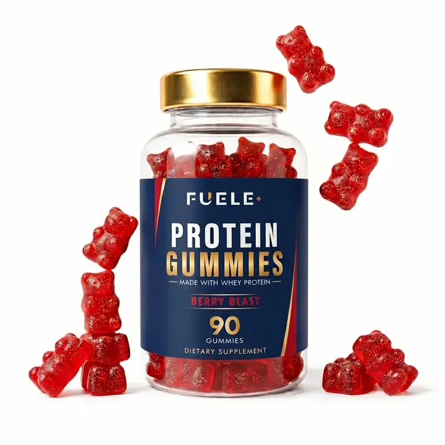 FUELE+ Berry Blast Protein Gummies | 12g Protein Per Serving | No Added Sugar | 90 Gummies