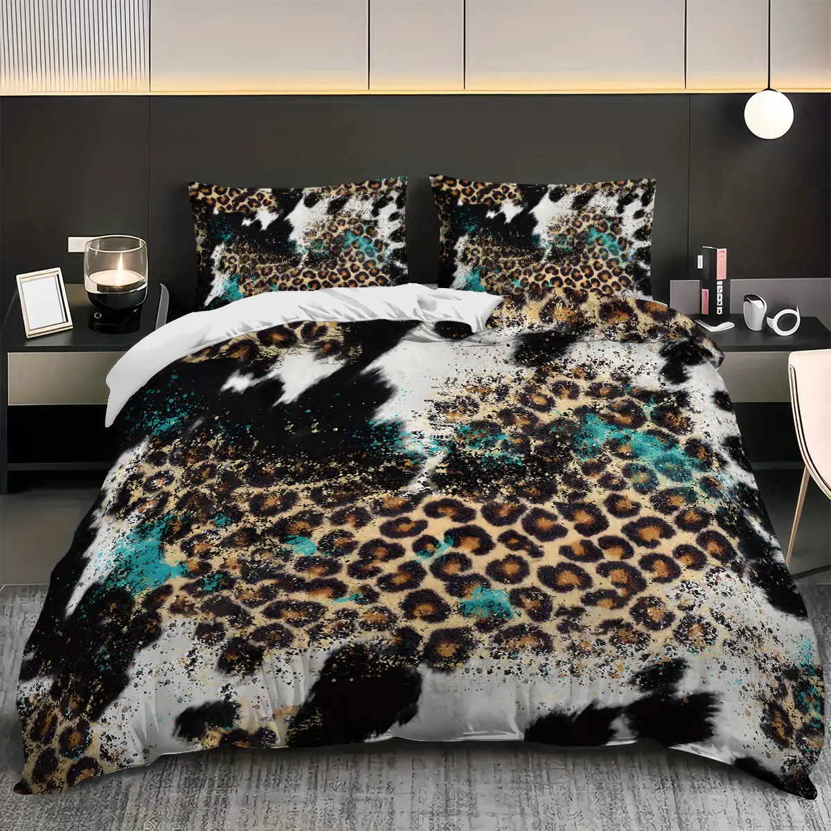 Leopard Print Bedding Set, 1 Count Bedspread & 2 Counts Pillowcase without Filler, Soft Comfortable Bedding Set for Home Bedroom, Modern Bedding Set, Bed Sets, Bedset