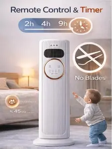 Bladeless Tower Fan - Cooling & Heating Dual Mode Air Conditioner Heater with Remote for Home, Office