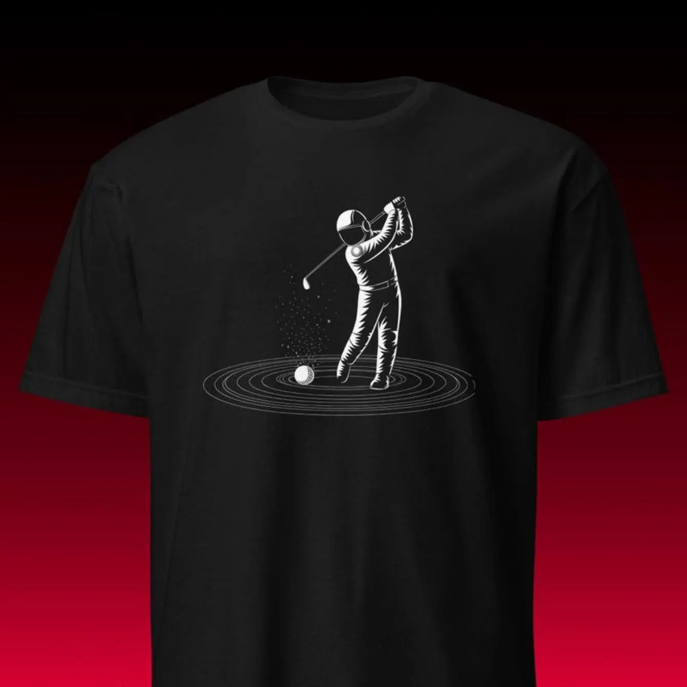 Men's Graphic T-Shirt - Astronaut Golf Sci-Fi Print, Customized Short Sleeve Crew Neck Top, Soft Breathable Fabric, Tshirt, Shortsleeve, Streetwear, Garment, Classic, Unisex, Round Neck, Casual Fit, Fitted Cut