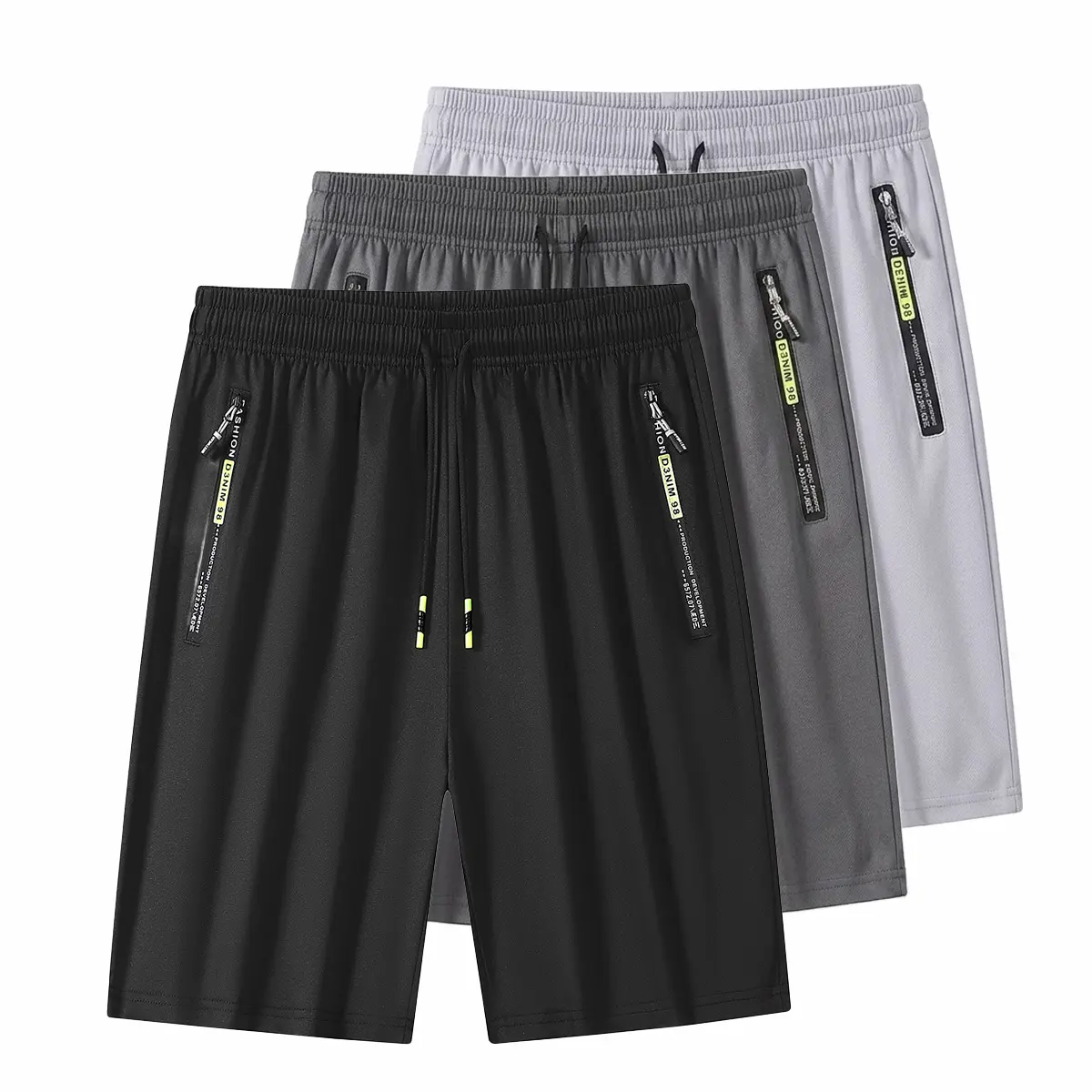 Men’s Athleisure Casual Shorts, 7-in Inseam, with Zippered Pockets, for Summer Casual Lifestyle & Fitness Performance