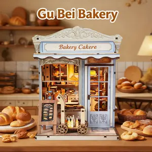 DIY House 3D Bookshelf Model Set, Building Blocks Model, Handmade Wood Puzzle, Desktop Decoration, Gift for Adults & Teens, Birthday, Christmas, Holiday, Wooden Model Kit