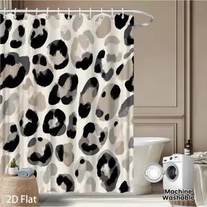 1pc 2D Flat Leopard Print Shower Curtain | Animal Theme Design, Fashion Home Curtains, Bathroom Decoration, Bathtub Decoration, Polyester, Machine Washable, Available in Multiple Sizes: 59x70.8in, 70.8x70.8in, 70.8x78.7in, 90.5x70.8in, Bathroom Supplies