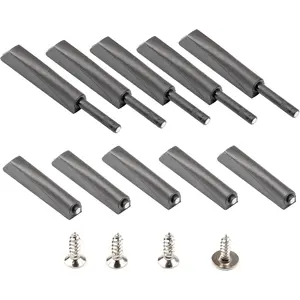 Push Open Latches for Cabinet Doors 10 Pack Dark Grey Recessed Cabinet Doors Push to Open Cabinet Hardware Kitchen Push Touch Release Latches