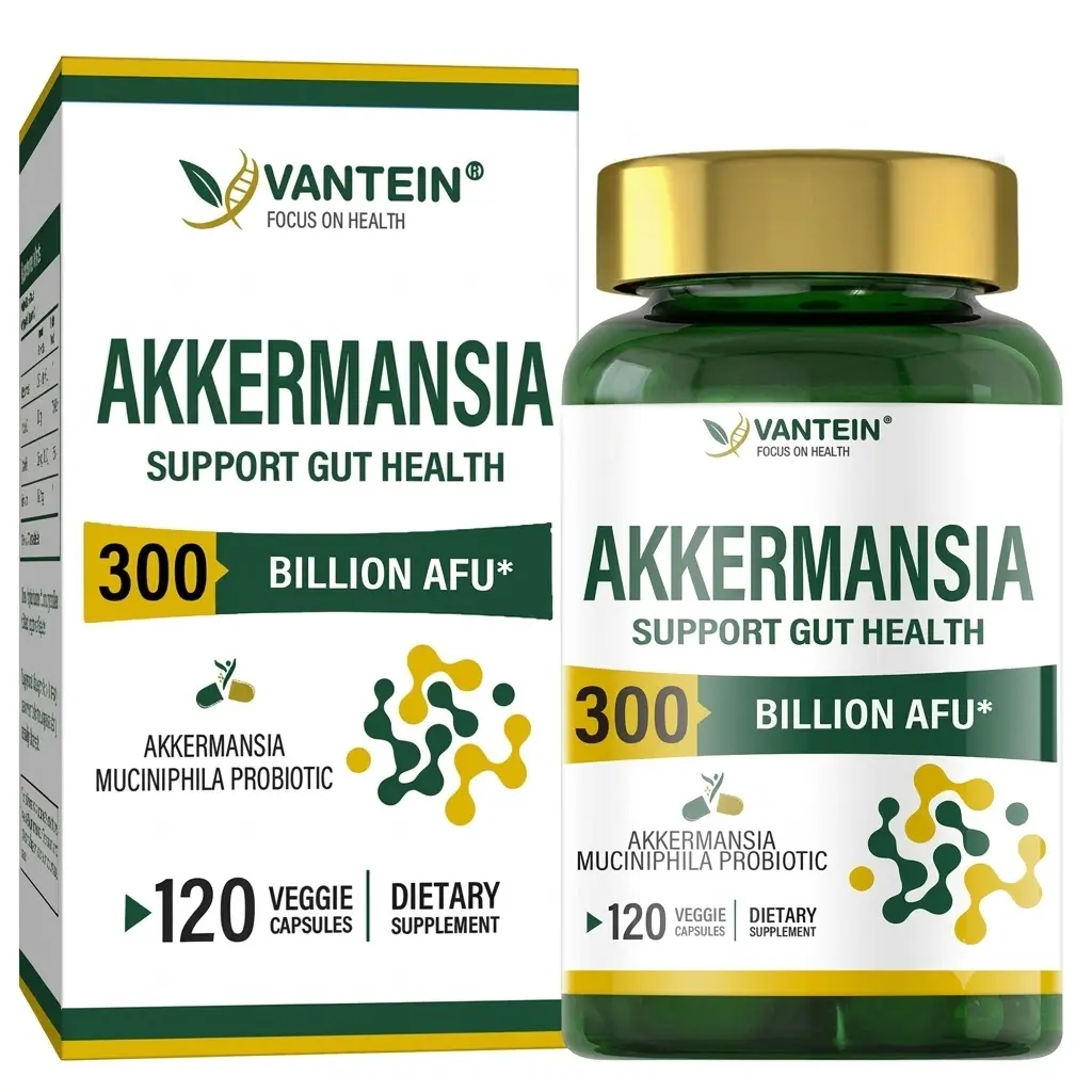Akkermansia Advanced Edible Probiotic Digestive Supplement, 300B High AFU, Vitamin-Infused B-Complex, Safe-to-Swallow, Gut Cleanse & Active Support, Fitness & Body Health Aid, Supplement Stack Compatible