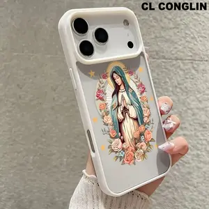 MagSafe Magnetic Smartphone Case - Slim-Fit Customized Silicone Casing with Aesthetic Virgin Mary Design, Protective Shockproof Lightweight TPU & Acrylic Cover, Anti-Yellowing, Wireless Charging Support for iPhone 17/16 Pro Max/15 Pro/14/13/12/11 Plus, Ac