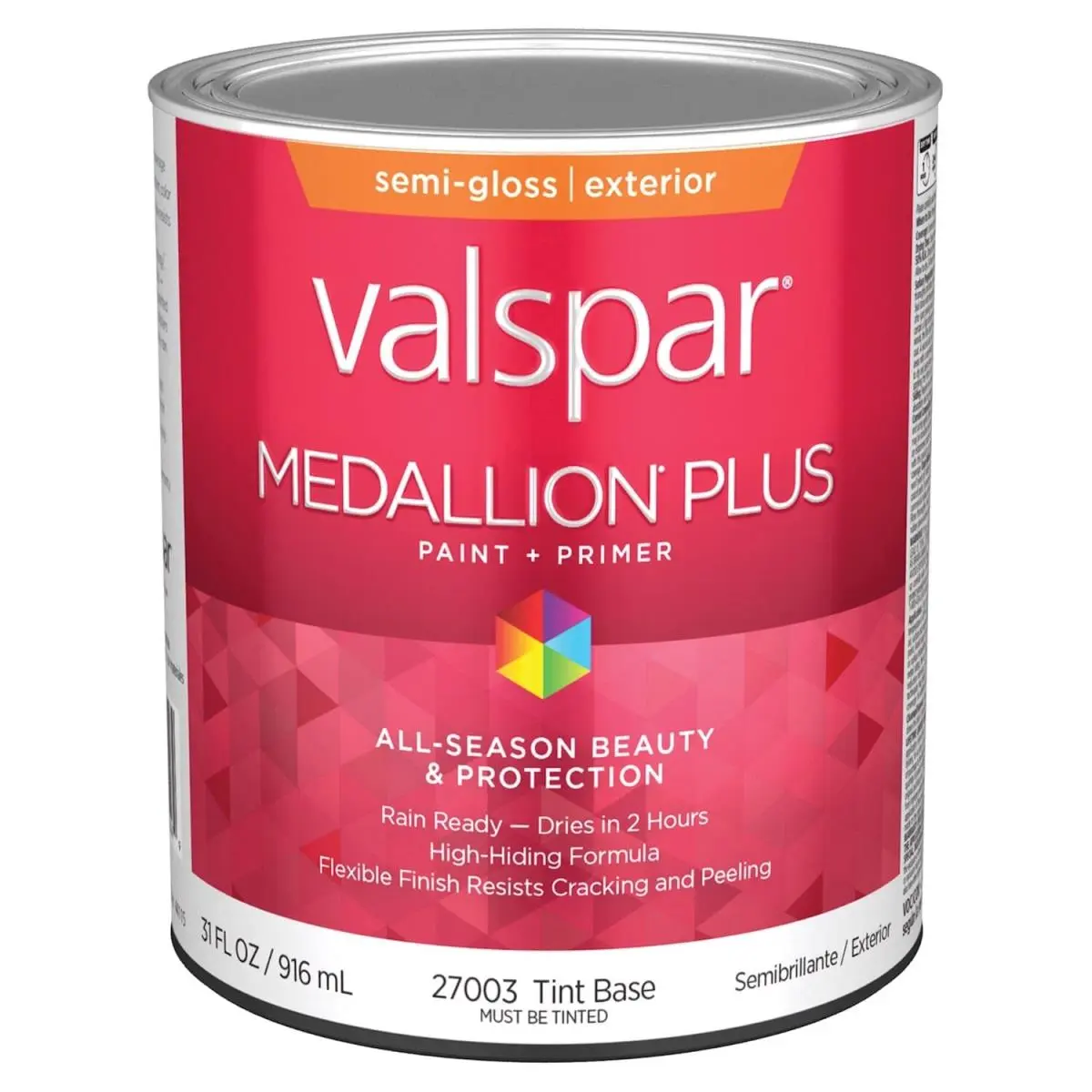 Valspar 1 qt. Medallion Acrylic Latex Exterior Paint Primer - Tintable, Mildew-Resistant, Flexible Finish Prevents Cracking, Rain-Ready in 2 Hrs, Easy Cleanup for Wood-Metal House Trim