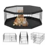 VEVOR Durable Puppy Playpen Enclosure, 8-Panel Foldable Metal Dog Exercise Pen with Mesh Top Cover (Shade & Sun Guard) & Bottom Pad, 24" H Octagon-to-Square Pet Fence Kennel, Indoor/Outdoor for Small/Medium Pets, Tool-Free Flat Fold,toolupgrade