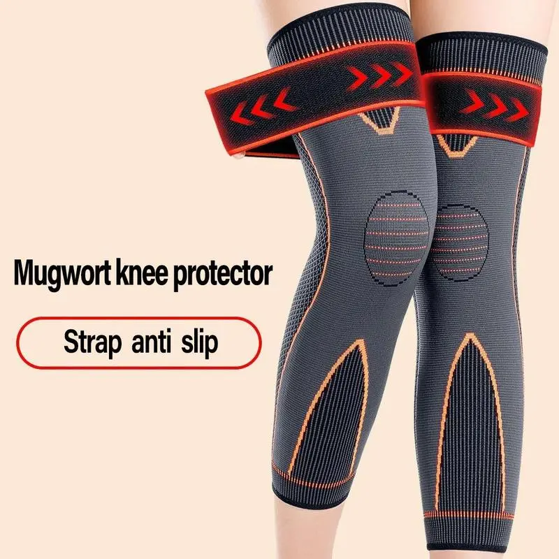 Adults' Thermal Compression Knee Sleeves - Stripe Design Thermal Fabric Anti-Injury Protective Gear, Non-Slip Long Leg Protector for Cold Legs, Joint Support, Arthritis Pain Relief, Sports & Outdoor Use