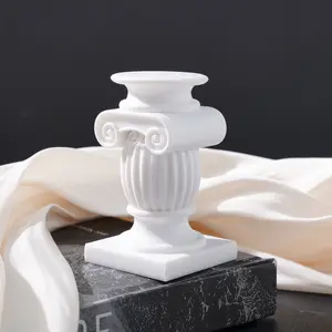 Drum Shape Roman Column Sculpture, European Candle Holder Base, Holiday Decoration Candelabra, Wedding Decor, Home Living Room Tabletop, Vintage Candle Stand