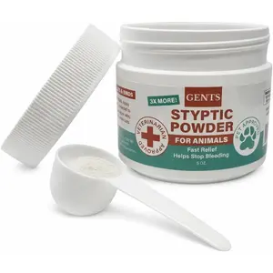 5 oz Styptic Powder for Dogs, Cats & Birds Stops Bleeding Quick Blood Clotting for Nail Clipping, Minor Cuts, Tail Docking & Wing Clipping Pet First Aid Hemostatic Powder with Sealed Top & Scoop