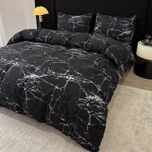 Marble Print Bedding Set, Soft Breathable Polyester Duvet Cover + 2 Pillowcases, No Filling Included, Comfortable Sleep Essentials