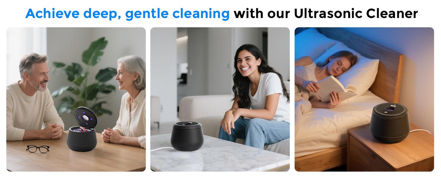 45kHz Ultrasonic Retainer Cleaner, 200ML Dental Cleaning Pod for Dentures, Mouth Guards, Braces, Aligner, Toothbrush Jewelry and More, UV Denture Cleaner with 4 Modes & Digital Timer