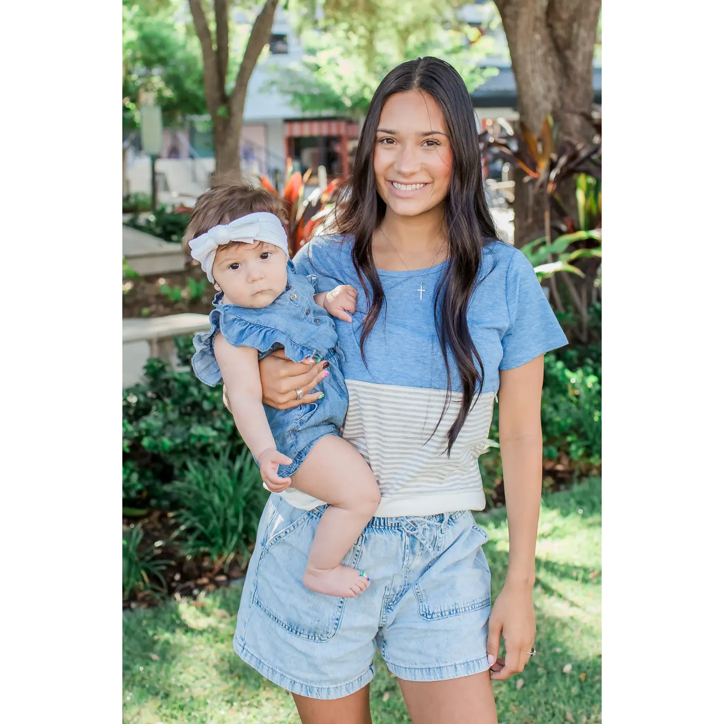 Nursing T-Shirt- 3 Block Colorblock- Blue