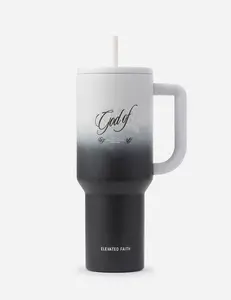 40 oz God of Miracles Ascend Stainless Steel Vacuum Flask Tumbler - Portable Water Bottle with Lid, Straw, Silicone Lining for Daily Drinking, Water Bottles
