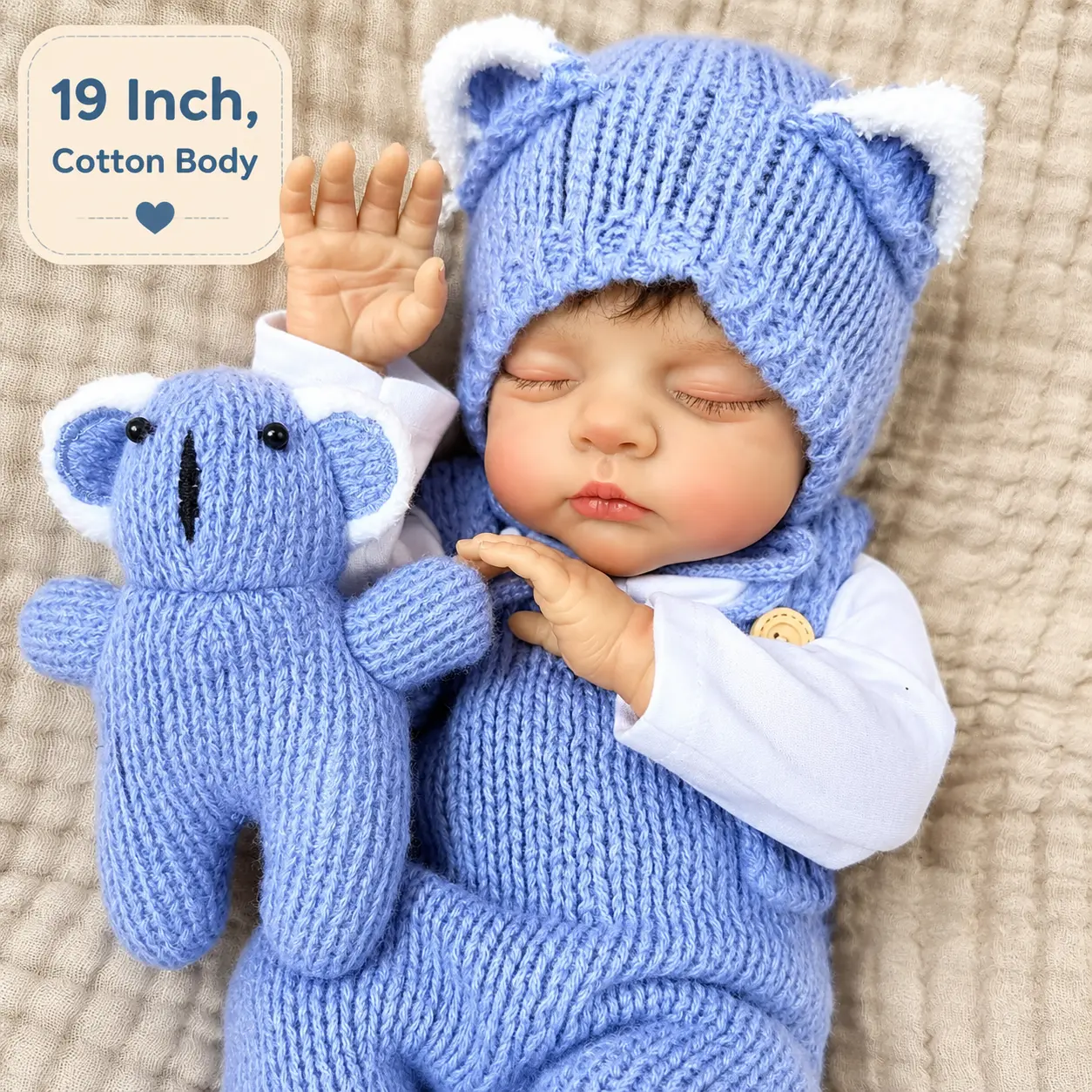 19inch 48cm Soft Vinyl Limbs Cloth Body Asleep Reborn Baby Doll Alive Newborn Girl Toy with Black Skin Doll Lovely Kids Birthday Gift