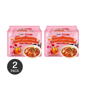 BAIXIANG Bai Xiang Instant Noodles - Creamy Turkey Flavor Stir-Fried Noodles (2 Packs, 112g/Pack x 5 Noodles per Pack)