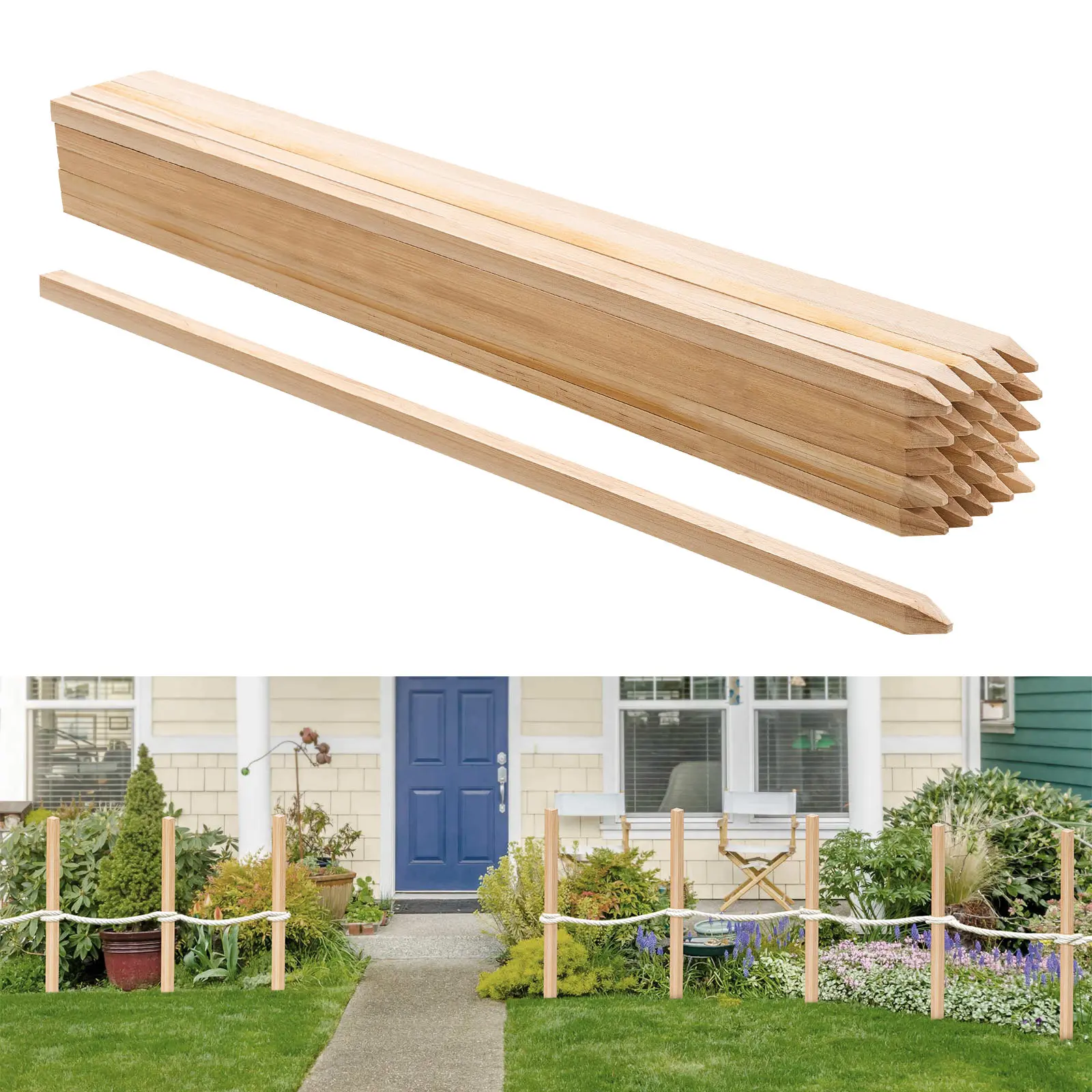 VEVOR Wooden Garden Stakes, 25 Pcs 36x0.75x0.75 in Survey Grading Stakes, Garden Ground Stake with Sharp Point, Fir Wood Plant Support Stake, Sign Posts for Silt Fence Backyard Boundaries Baselines#BacktoSchool