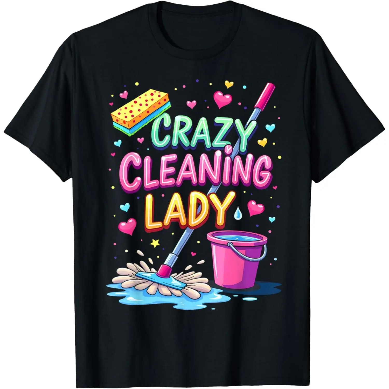 Shortsleeve Round Neck Cleaning-Themed Sports Top for Housekeepers, Ideal for Hiking-Light Outdoor Activities