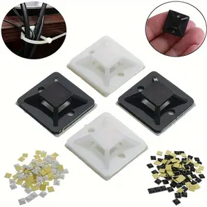 20*20mm Self-Adhesive Zip Tie Cable Wire Mount Base Clamps Wall Holder Wall Mountable