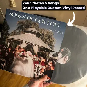 Custom Vinyl Record | Playable Personalized Made-to-Order Vinyl Records | Your Photos, Songs on a PrintYourVinyl Custom Vinyl | Wedding Guestbook Vinyl Record | Couple, Christmas, Valentines, Anniversary & Wedding Gift | Vinylify, Etsy Custom Vinyl Record
