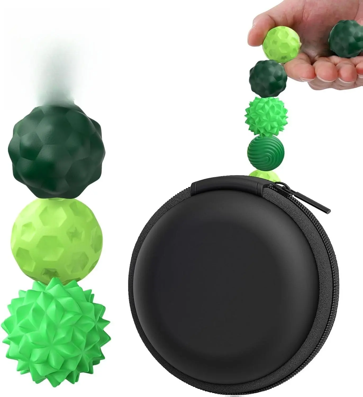 4 Pack Silicone Magnetic Fidget Balls – Soft Silicone Sensory Stones for Focus, Stress Relief, Office Desk Use, Compact Travel Relaxation Toy – Green Color Set