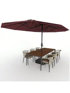 Gaomon 15FT Extra-Large Rectangular Polyester Double-Sided Patio Parasol - Outdoor Furniture with Cross Base, Sandbag, Push Button, UV-Blocked Outdoor Shade Canopy for Pool, Backyard