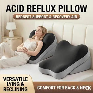 Ergonomic Memory Foam Pillow Set, Adjustable Backrest for Reading, 2-Piece Split Support Pillows, Anti-Slip Lumbar and Neck Pad, Home Office Relaxation