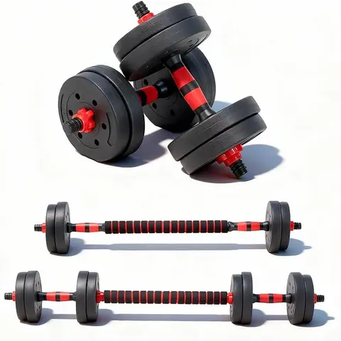 「FitnessGift」3 in 1 Adjustable Dumbbell Set for Home Gym, Dumbbells Barbell Kettlebell Push-Up Stand Combo, Multi-Functional Strength Training Equipment for Full Body Workout