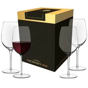 Libbey Signature Kentfield Wine Glasses, 20-Ounce, Set of 4, Made in USA, Dishwasher Safe, Classic Stemmed Glassware, Gift Box