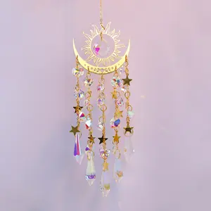 Crystal Sun Catcher, 1 pcs Glossy Suncatcher with Artificial Crystals, Handmade Rainbow Maker Indoor Outdoor Decor for Window Bedroom Courtyard Garden, Bless Gift