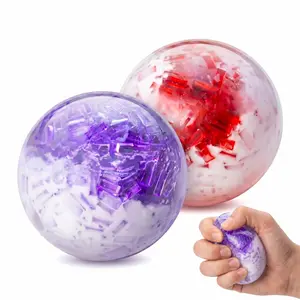 2 Piece Set Red & Purple Glitter Crystal Stress Relief Ball, Slow Rebound Squishy Toy, Office Desk Decompression Decor, Anxiety Relief Sensory Fidget, Summervibes Holiday Gift