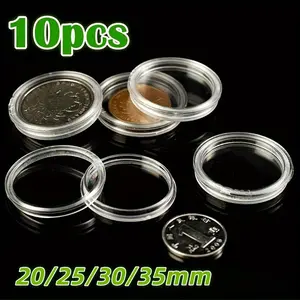 10 Pieces Coin Capsules Transparent Clear Round Coin Holders Durable Coin Storage Containers Coin Organizers Coin Protectors for Collectors Secure and Stylish Coin Protection Boxes Cover
