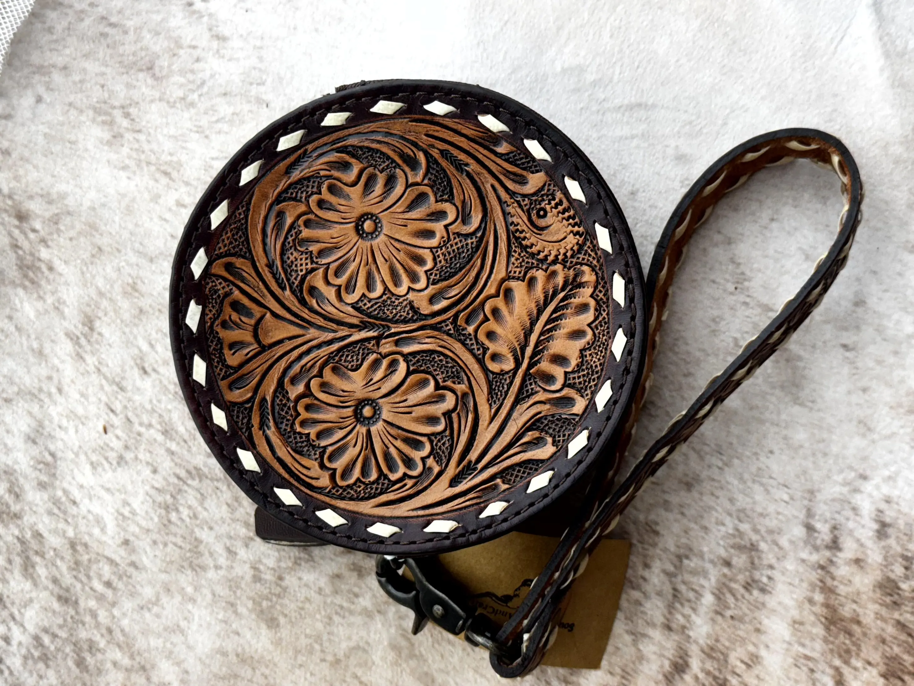 Tooled Leather Wristlet