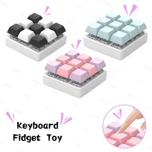 9 Keys Keyboard Key Toy Party Stress Relief DIY Fidget Button Keycap Fidget Keychain Keyboard Keychain Toys Finger Keyboard Versatile Portable Spiky Clicky Spinner Square