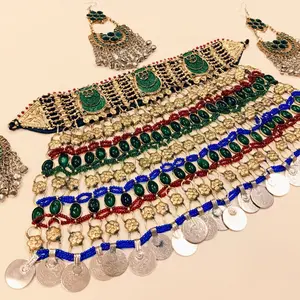 Afghani long tribal jewelry set