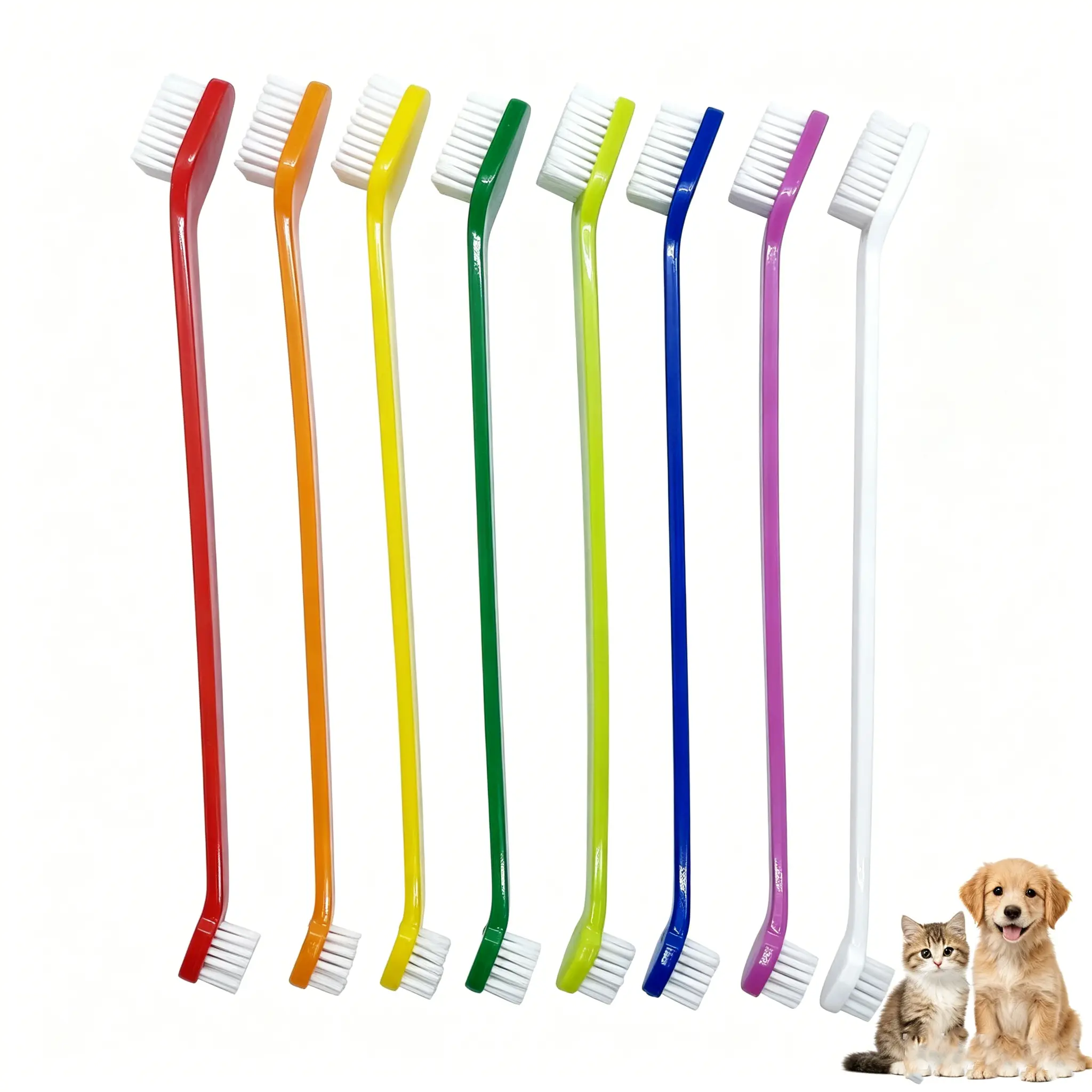 Dog Toothbrush Set of 8 – Dual Headed Dental Hygiene Brushes for Small to Large Dogs, Easy Teeth Cleaning & Dental Care,Dog Tooth Brushes for Small to Large Dogs, Cats, and Most Pets Puppy