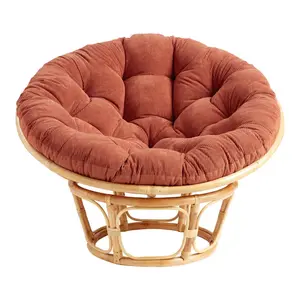 Terracotta Velvet Corduroy Papasan Cushion, Round Chair Pads Thickened, Papasan Seat Cushion, 52 Inches Papasan Cushion