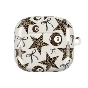 Leopard Star AirPods Case for AirPods 1 2 3 4, AirPods Pro 1 2 3, Coquette Bow Y2K Aesthetic Earbuds Cover, Trendy Animal Print Protective Case