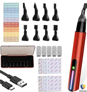 Premium Electric Reciprocating Sander Mini Pen Detail Sander Tool USB Quick Charging Sanding Pen Portable with 8pcs Sanding Head Self-Adhesive Sandpaper 3 Gears Adjustable for Grinding Polishing Easy Use Yard Work Father Gift Men Construction Portable